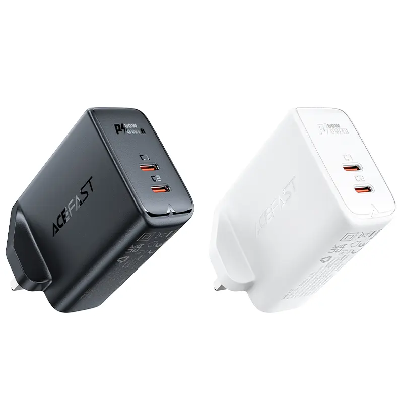 ACEFAST A32 PD50W GaN (USB-C+USB-C) dual port charger (UK) WHITE