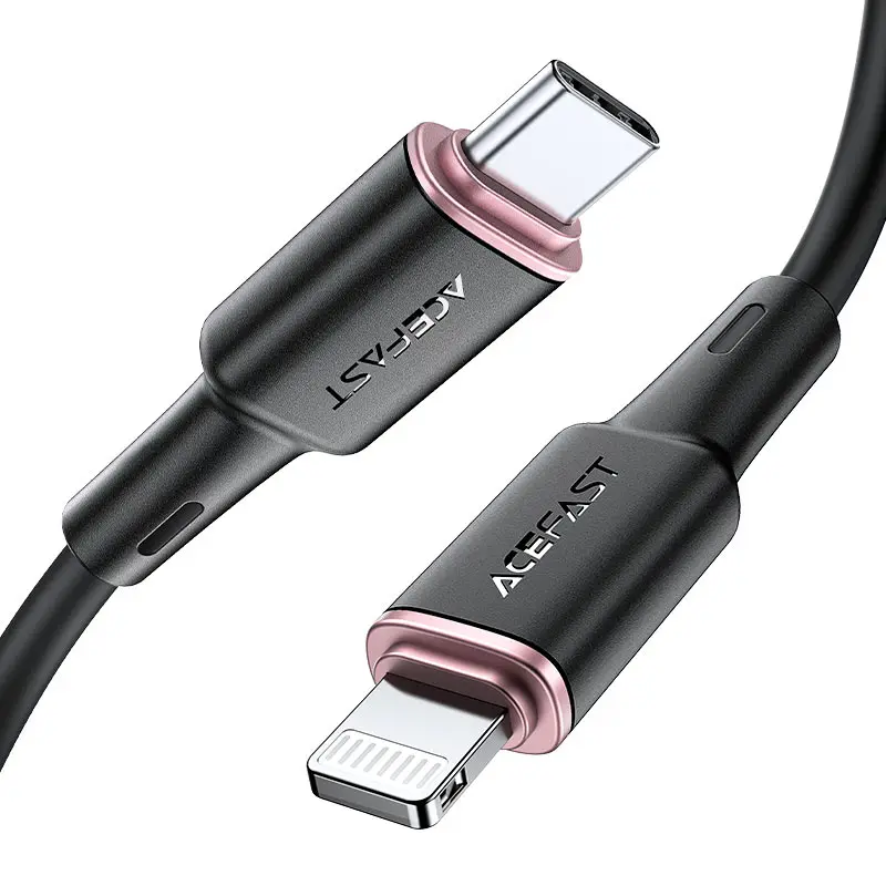 C2-01 USB-C to Lightning zinc alloy silicone charging data cable BLACK
