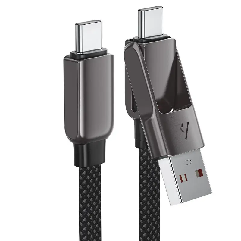 ACEFAST C13-04 USB-A/USB-C to USB-C zinc alloy connectors charging data cable BLACK
