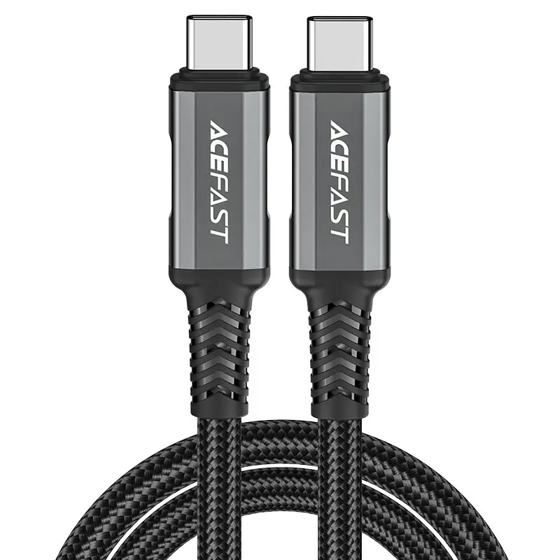 ACEFAST C1-09 USB-C to USB-C aluminum alloy audio/video transmission full-featured data cable BLACK-GRAY