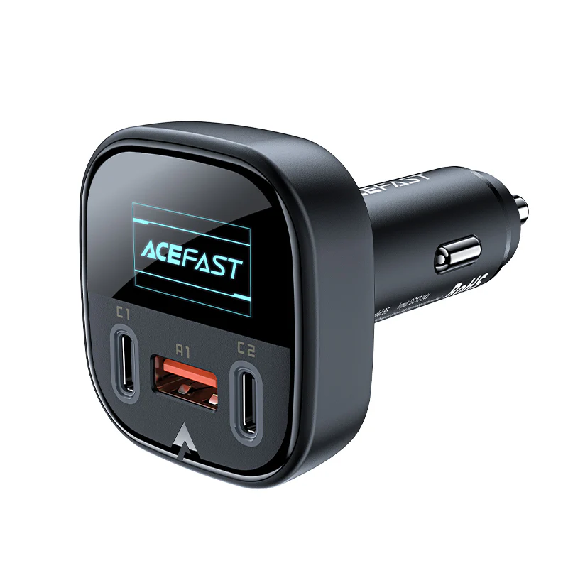 [ACEFAST] ACEFAST B5 101W (2C+A) metal car charger with OLED smart display BLACK