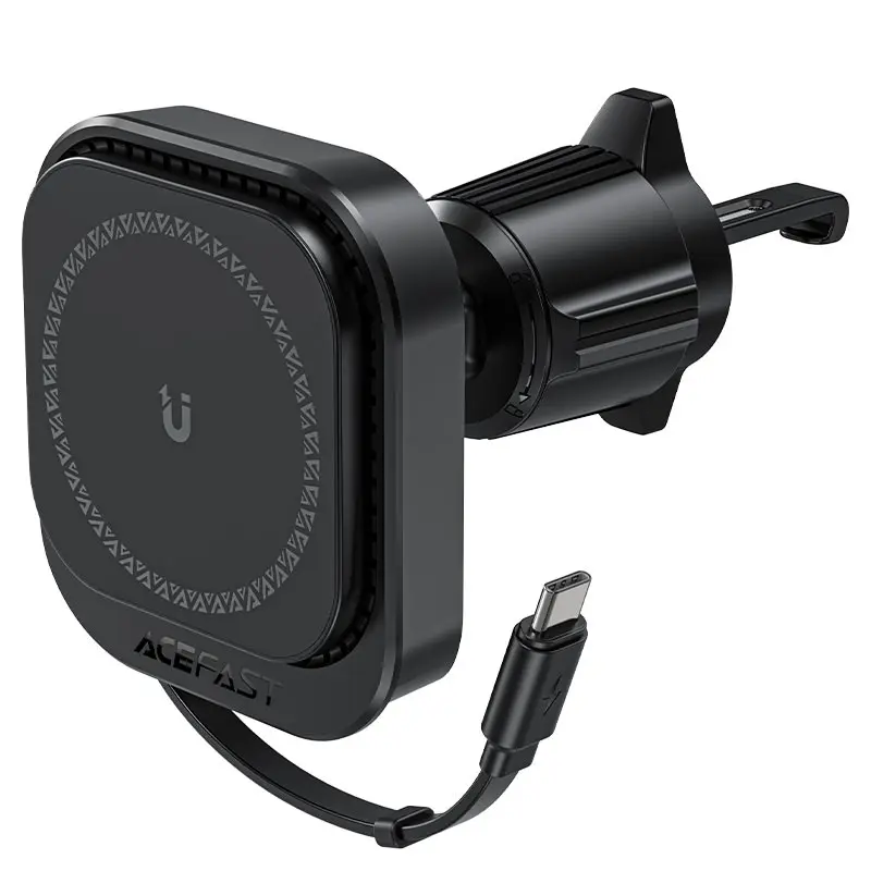 ACEFAST D32 magnetic wireless charging car holder with retractable cable for air vent BLACK