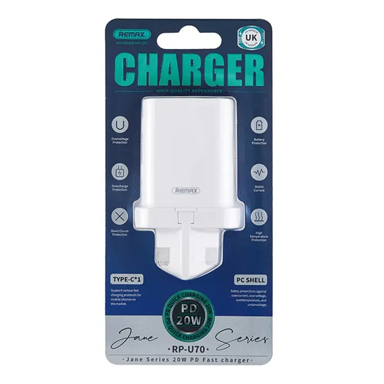 [REMAX] REMAX Jane Series 20W PD Fast Charger RP-U70 UK WHITE