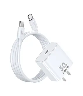 [REMAX] REMAX Figen Series 30W All-compatible GaN Charger+ RC-CO21 Data Cable Set RP-U71 UK WHITE