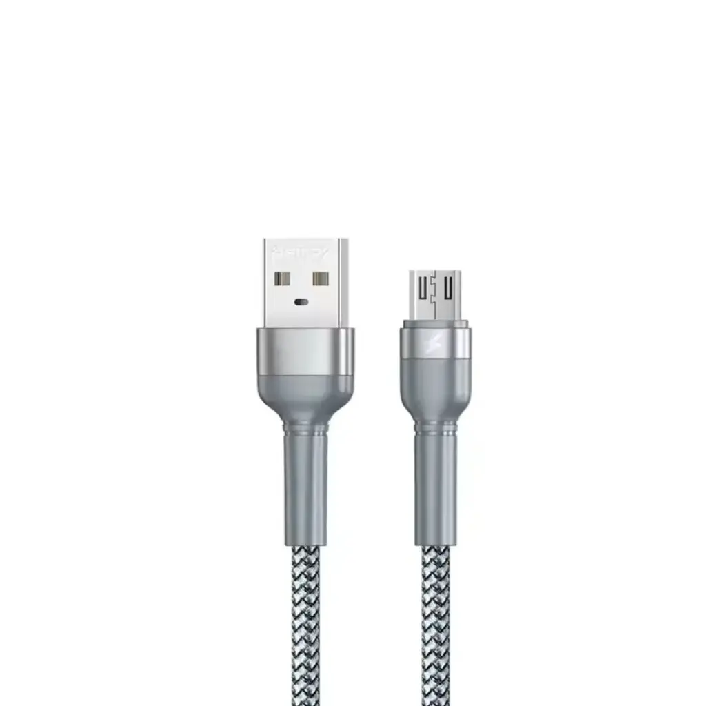 REMAX Jany Series Aluminum Alloy Braided 2.4A data cable RC-124m Micro SILVER