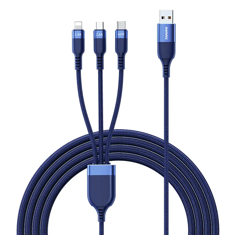 REMAX Kings Series 6A All-compatible 3-in-1 Fast Charging Data Cable RC-C068 BLUE